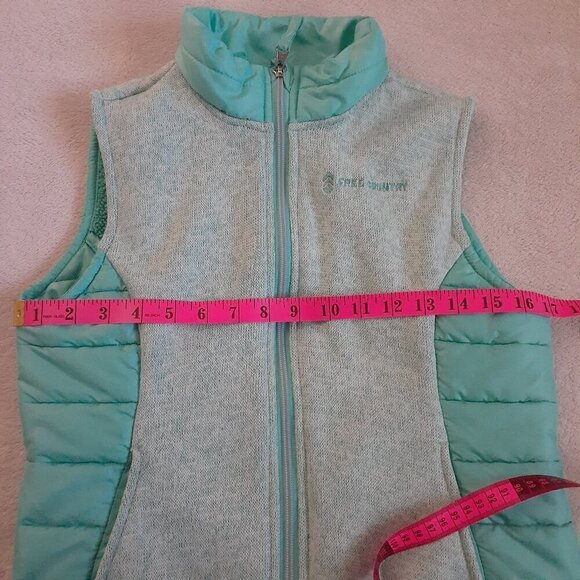 Free Country Girl's Youth Size Medium (10/12) Teal Hybrid Fleece Puffer Vest - Picture 12 of 13
